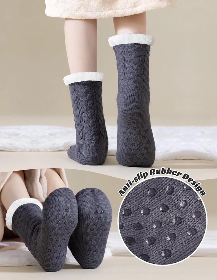 Damessokken met antislip noppen warme zachte knuffelsokken huissokken wintersokken met antislip noppen dikke huissokken kerstsokken