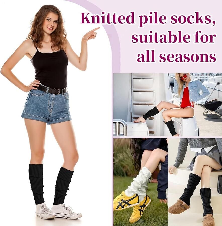 Dance Ballet Cuffs Fashion Warm Winter 2 Pairs Knitted Leg Warmers for Women Girls Cuff Winter Boots Warm Ladies Long ShopVlot