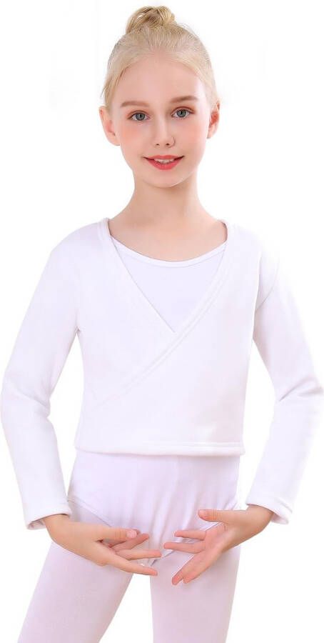 Dance Warmer with Nonwoven Cotton Ballet Jacket Long Sleeve Jacket for Children Girls Women White