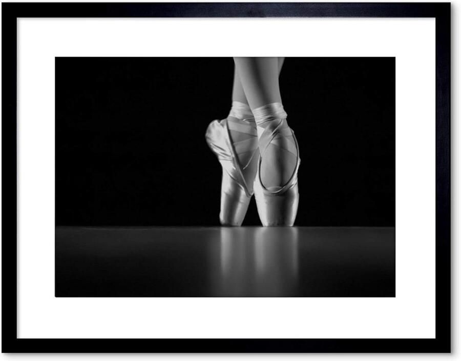 Dansende Ballerina Poster Ballet Kunst Print Muurdecoratie Kamer Houten Lijst 25 x Zwart