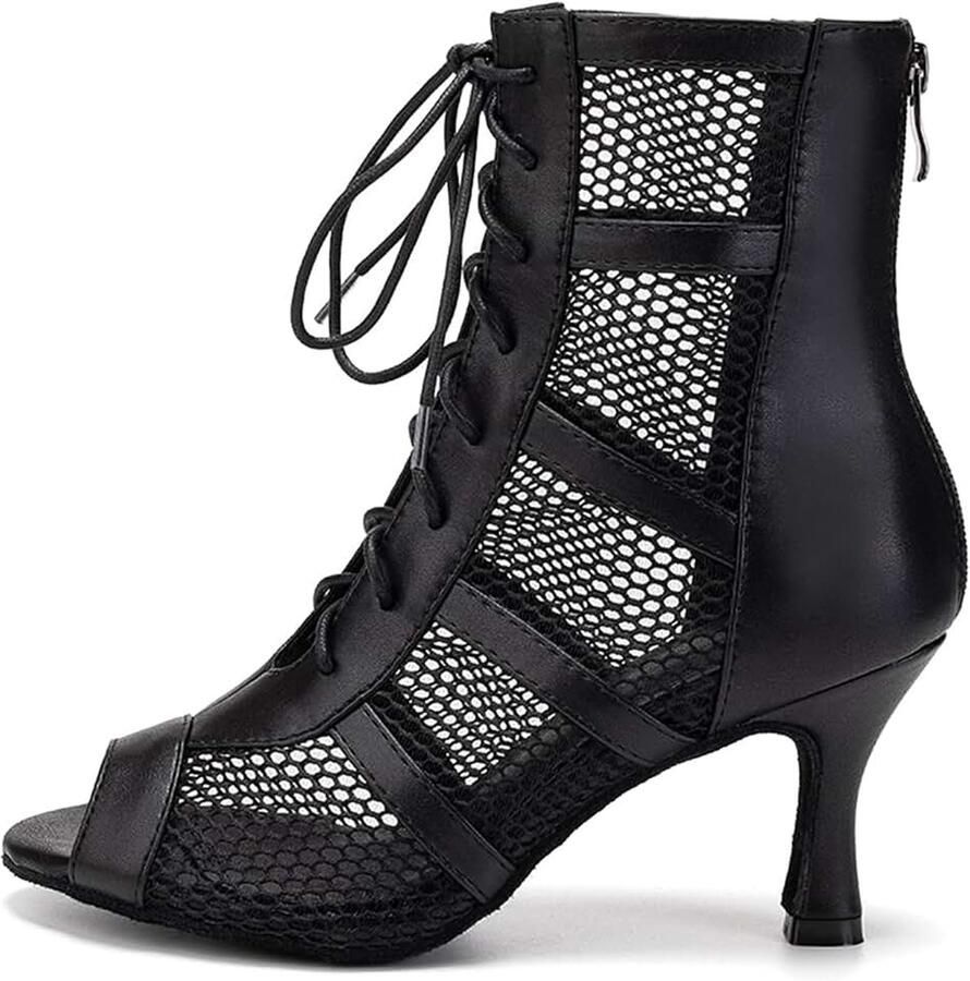 Danslaarzen Dames Latijn naaldhak Veterlaarzen voor Salsa Tango Bachata Ballzaal Party Performance Dansschoenen L446 439