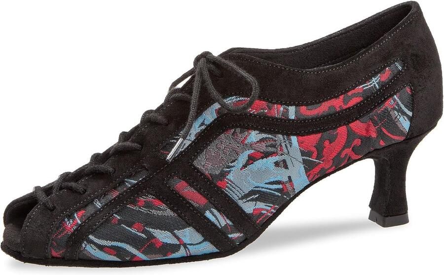 Dansschoenen 207-077-646 suède mesh zwart meerkleurig blokhak Made in Germany - Foto 1