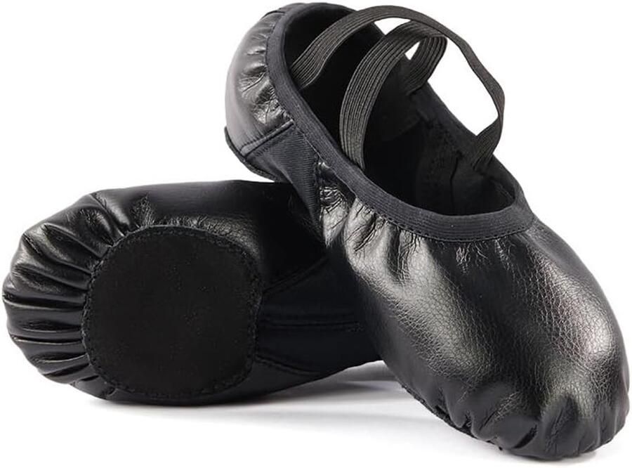 Dansschoenen Balletschoenen Jazzschoenen Dansen Leren Antislipzool Zwart