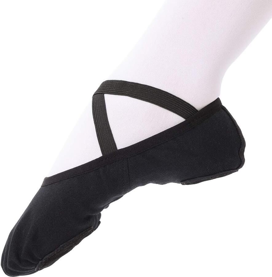 Dansschoenen dames stretch canvas voor kinderen volwassenen (kies een maat groter) zwart