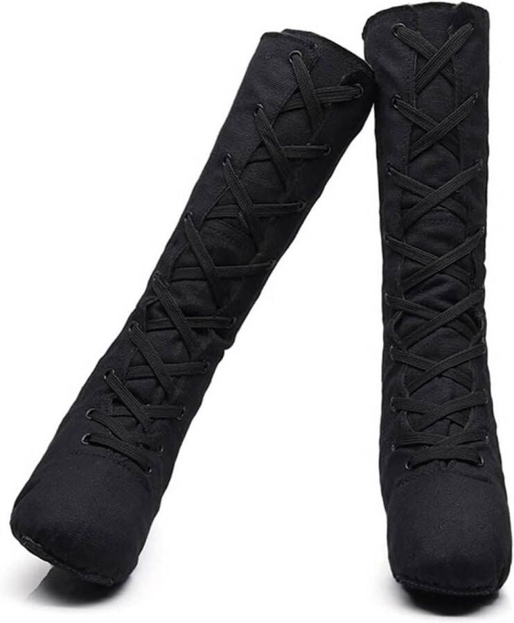 Dansschoenen Canvas Moderne Elastische Gymnastiek Schoenen Split Sole Jazz Zwart