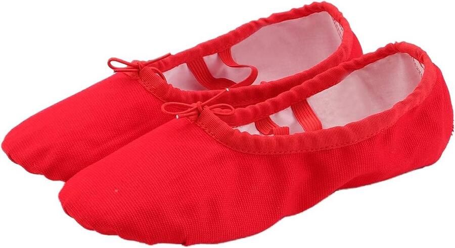 Dansschoenen Canvas Rood voor en Kinderen Ballet Gymnastiek Yoga Flats
