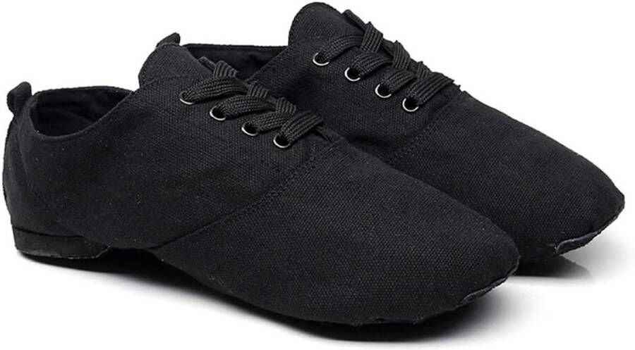 Dansschoenen canvas split zool jazz schoenen voor dames Zwart 36 EU Moderne elastische gymnastiek schoenen