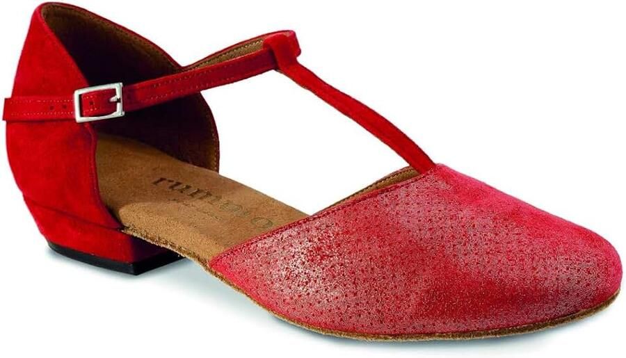 Dansschoenen Carol 318-028 Leer Nubuck MaitRed Rood normale breedte Bloc Heel Made in Portugal - Foto 1