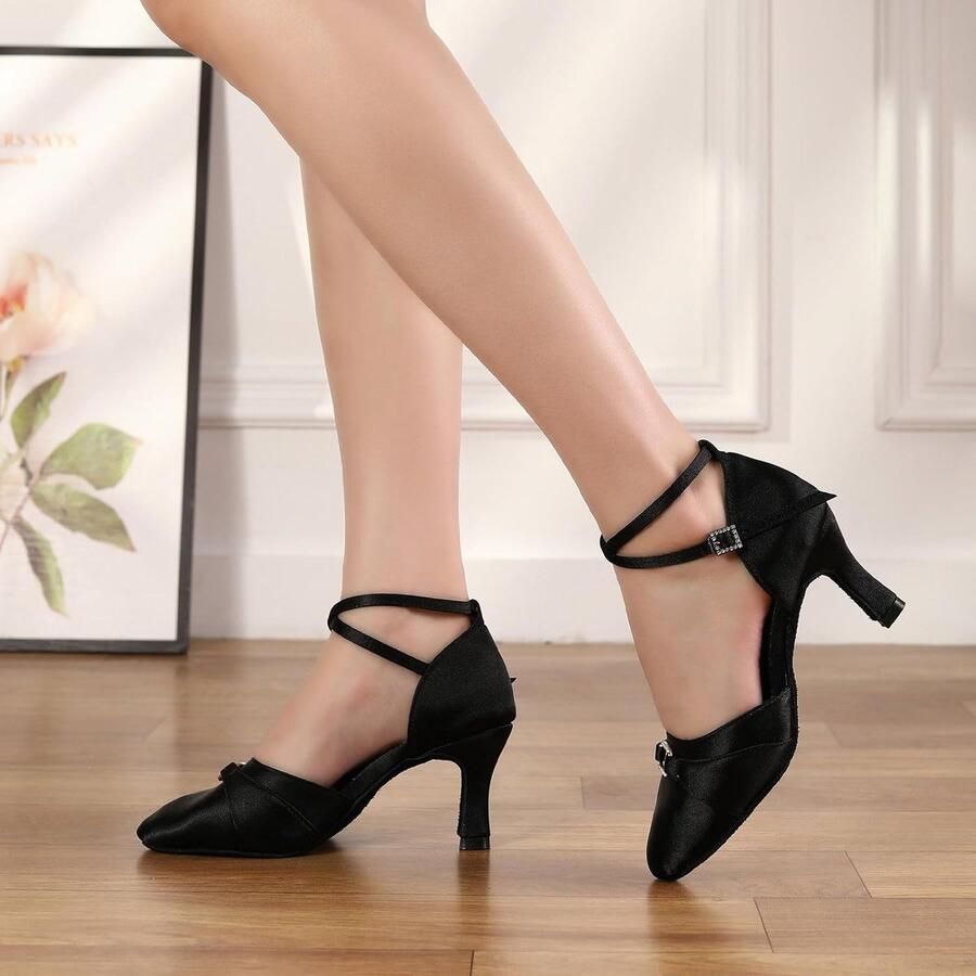 Dansschoenen Closed Toe Latin Salsa Tango Performence Dancing Schoenen Suede Zool Zwart