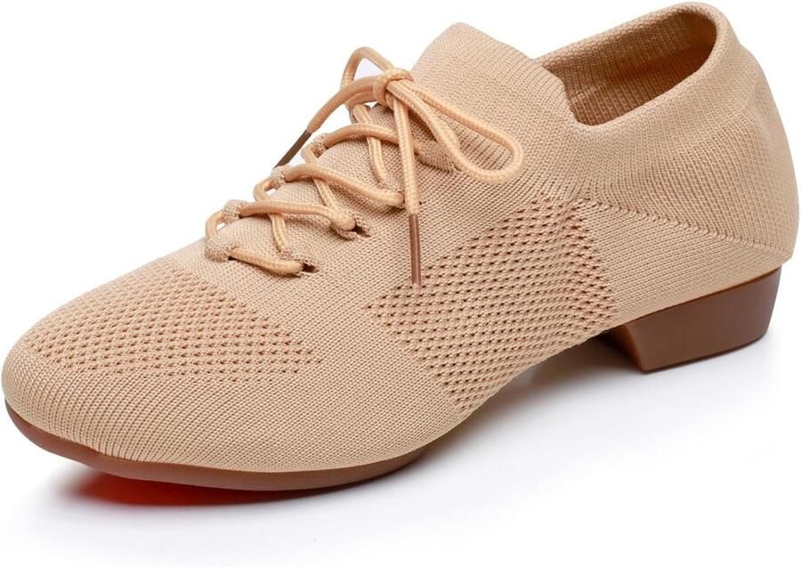 Dansschoenen dames 36.5 EU gebreid beige rubberen zool ideaal voor yoga en ballet ShopVlot