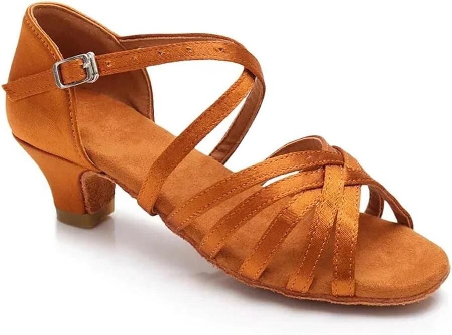 Dansschoenen Dames Oefenschoenen Balzaal Dansen Leren Zachte Zool Bruin