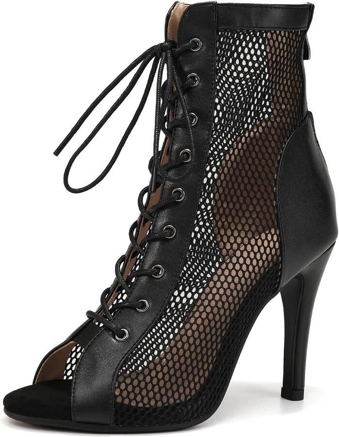 Dansschoenen Dames Ballroom Stiletto Salsa Tango Peep Toe