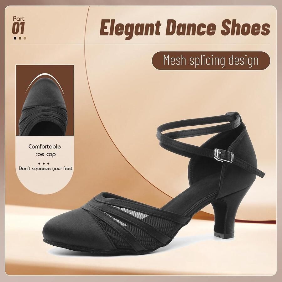 Dansschoenen Dames Gesloten Teen Ballroom Standaard Salsa Tango Moderne Prestatie Middenhak