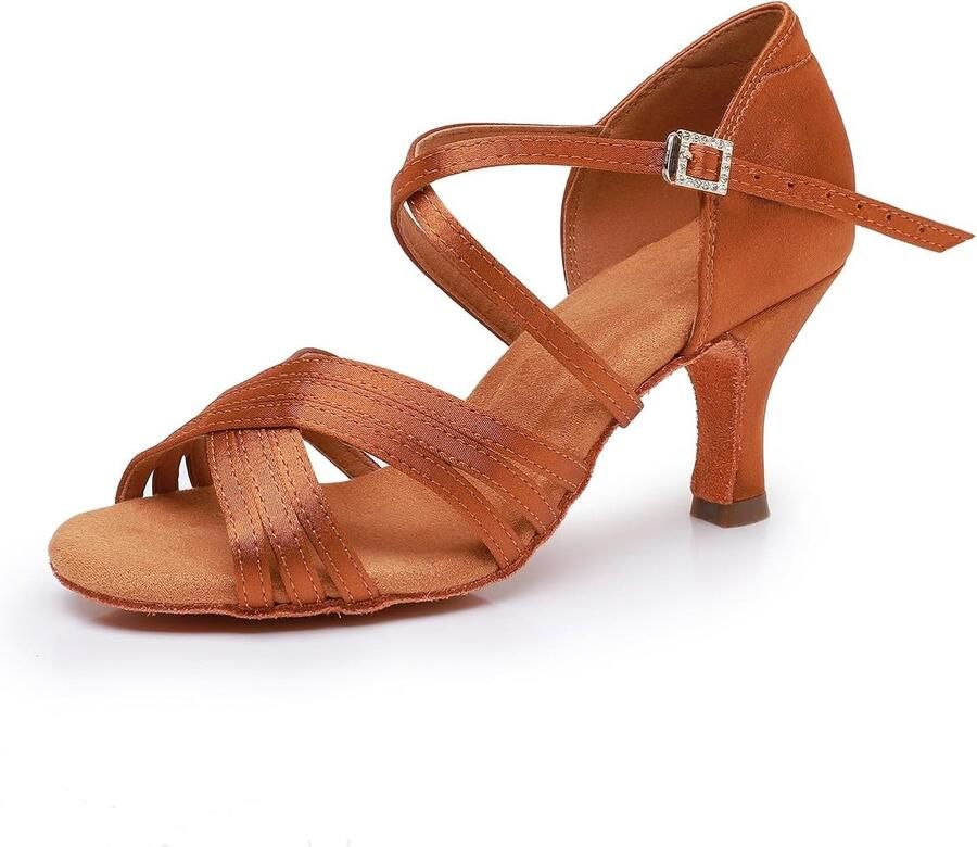 Dansschoenen dames hak bruin professionele salsa en ballroom perfect voor optredens ShopVlot