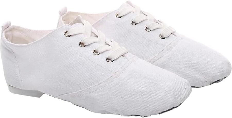 Dansschoenen Dames Jazzschoenen Canvas Professioneel Dansen Synthetische Rubberen Zool Kniehoog Zwart