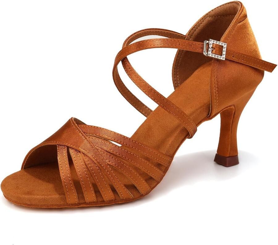 Dansschoenen Dames Open Teen Satijn Professionele Tango Ballroom Salsa Danspraktijk Schoenen Suede Zool