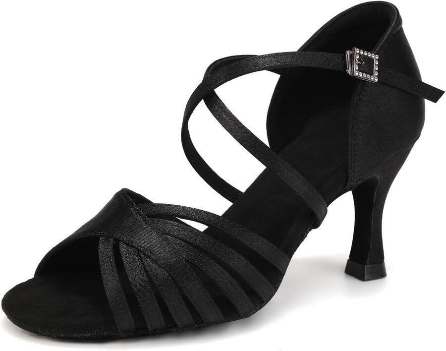 Dansschoenen Dames Open Teen Satijn Professionele Tango Ballroom Salsa Danspraktijk Schoenen Suede Zool