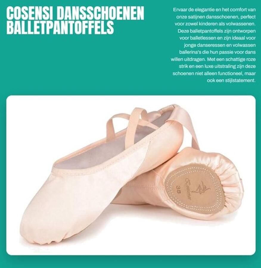 Dansschoenen Dames Satijnen Balletpantoffels Platte Gym schoenen Roze Ballerina's Splitleren Zool Antislip en Ademend Balletslippers