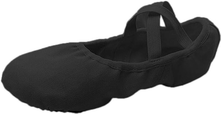 Balletschoenen met elastiek voor peutermeisjes en -meisjes die comfort en een veilige pasvorm bieden tijdens danslessen Zwart