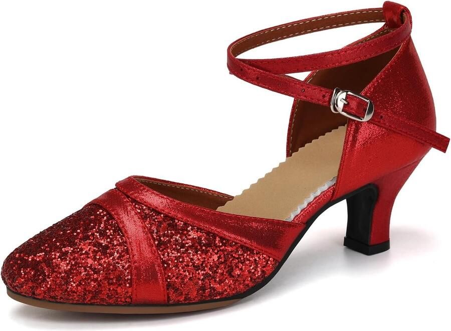 Dansschoenen Gesloten Teen Latin Lage Hak Tango Salsa Party Cha-cha Wedding Dancing Schoenen