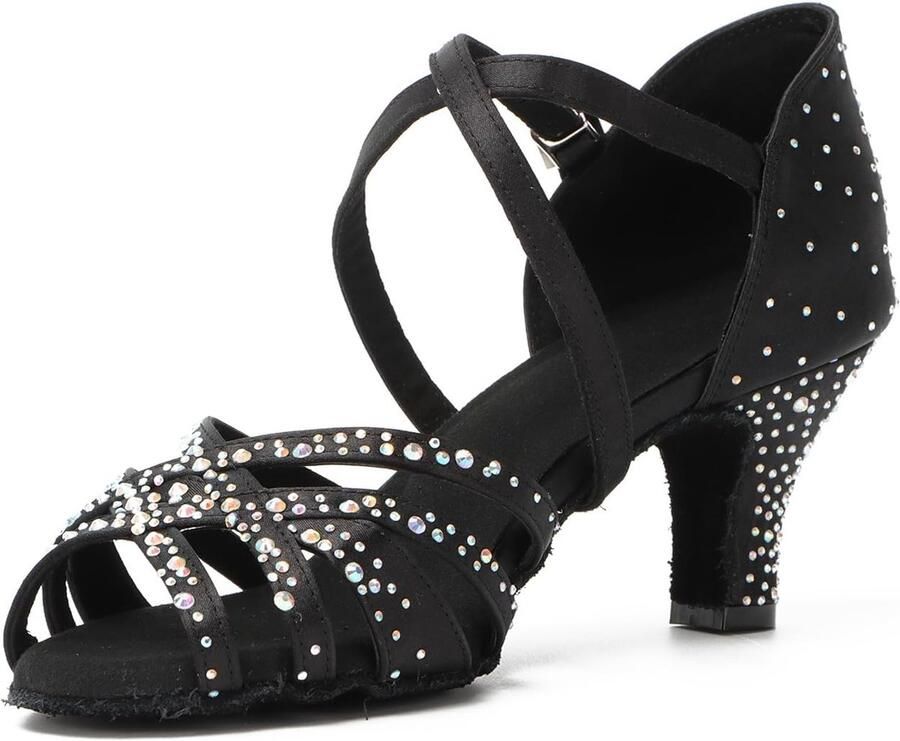 Dansschoenen Latin Salsa Dansschoenen Praktijk Party Dansschoenen Ademend voor Ballroom Zwart hak