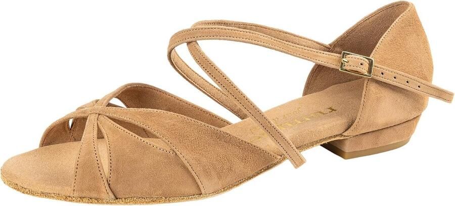 Dansschoenen Lola 027 Nubuck LigBrown normale breedte Bloc Heel Made in Portugal - Foto 1