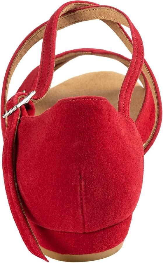 Dansschoenen Lola 028 Nubuck Rood normale breedte Bloc Heel Made in Portugal