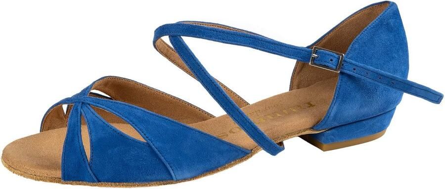 Dansschoenen Lola 126 Nubuck Blauw normale breedte Bloc Heel Made in Portugal