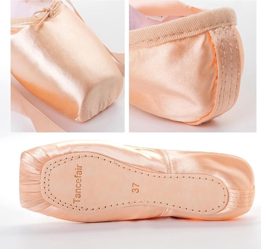 Dansschoenen met genaaide band en siliconen teenpads voor meisjes en dames (kies een maat groter) - Foto 1