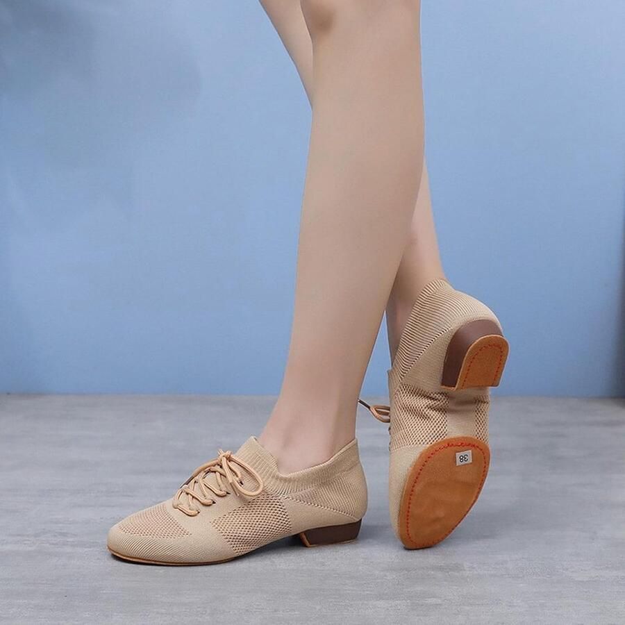 Dansschoenen met lage hak voor latin jazz modern ballet balzaal uitvoeringen zachte leren zool comfortabele instapschoenen om te oefenen