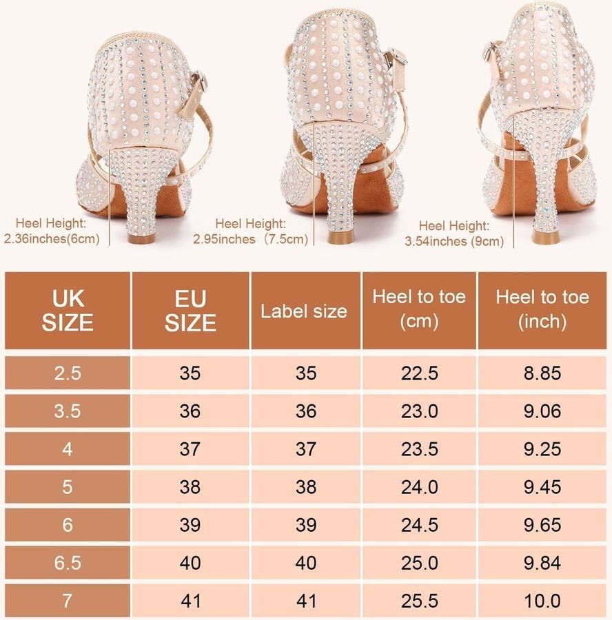 Dansschoenen Open Teen Salsa Bachata Dansschoenen Glitter Strass Salsa Latin Dansende Hakken - Foto 1