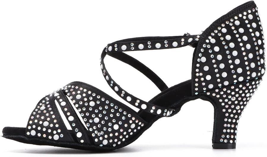 Dansschoenen Open Teen Salsa Bachata Dansschoenen Glitter Strass Salsa Latin Dansende Hakken