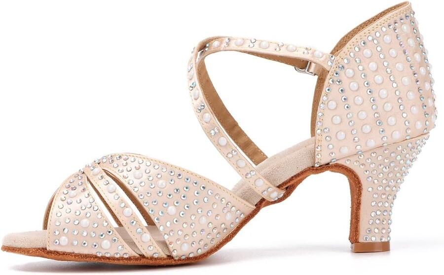 Dansschoenen Open Teen Salsa Bachata Dansschoenen Glitter Strass Salsa Latin Dansende Hakken