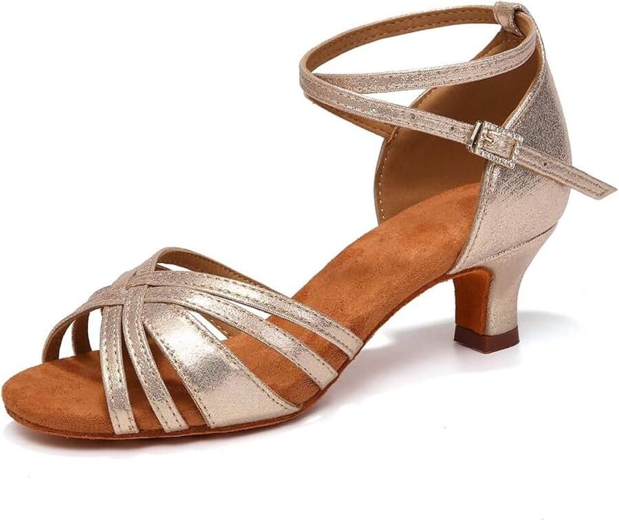 Dansschoenen Open Teen Satijn Salsa Bachata Tango praktijk dansschoenen Modello- Hak