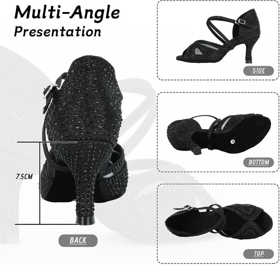Dansschoenen Peep Toe Cross Strap Social Salsa Tango Dansschoenen Sandalen voor Bruiloftsfeest