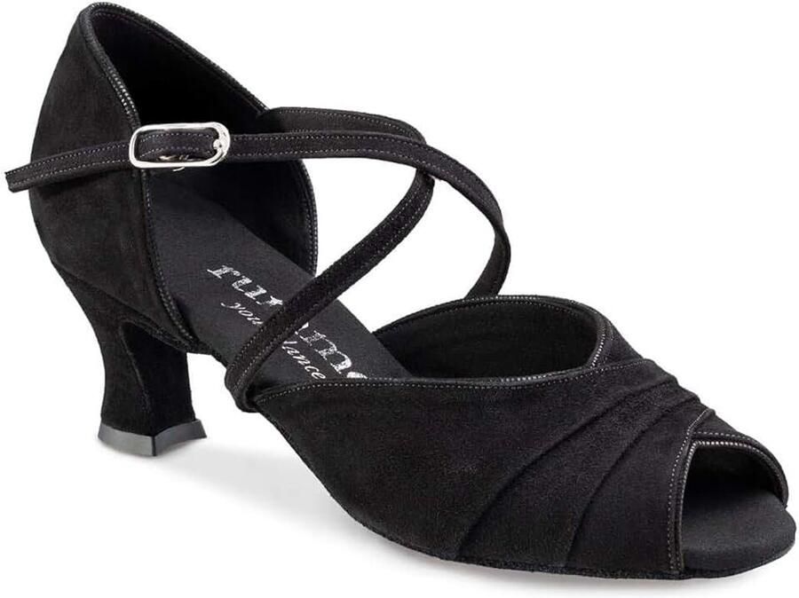 Dansschoenen R517 024 Nubuck Zwart normale breedte 50 Cuban Heel Made in Portugal