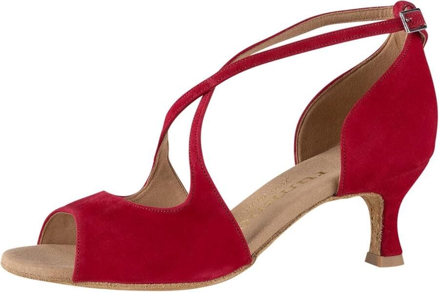 Dansschoenen R545 028 Nubuck Rood normale breedte 50R Flare Heel Made in Portugal - Foto 1