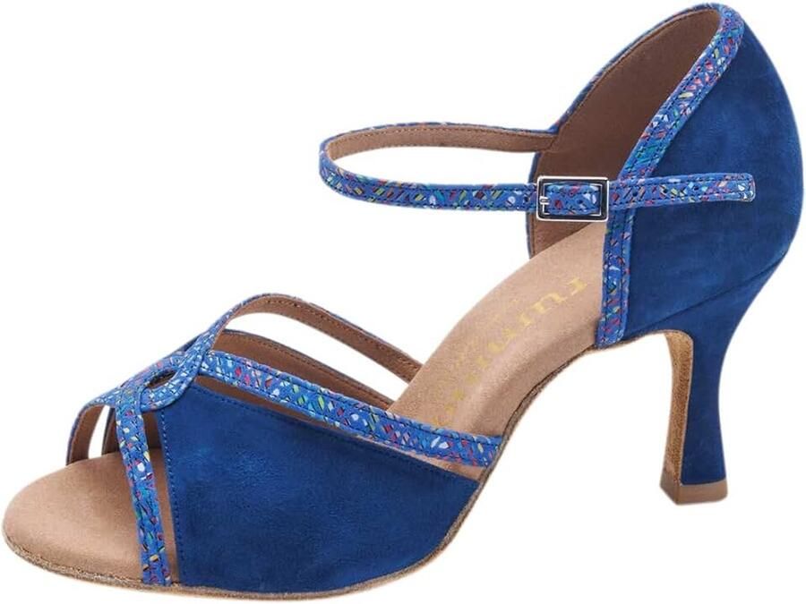 Dansschoenen R550 122-204 Nubuck Leer Indico Blauw normale breedte 60R Flare Heel Made in Portugal - Foto 1