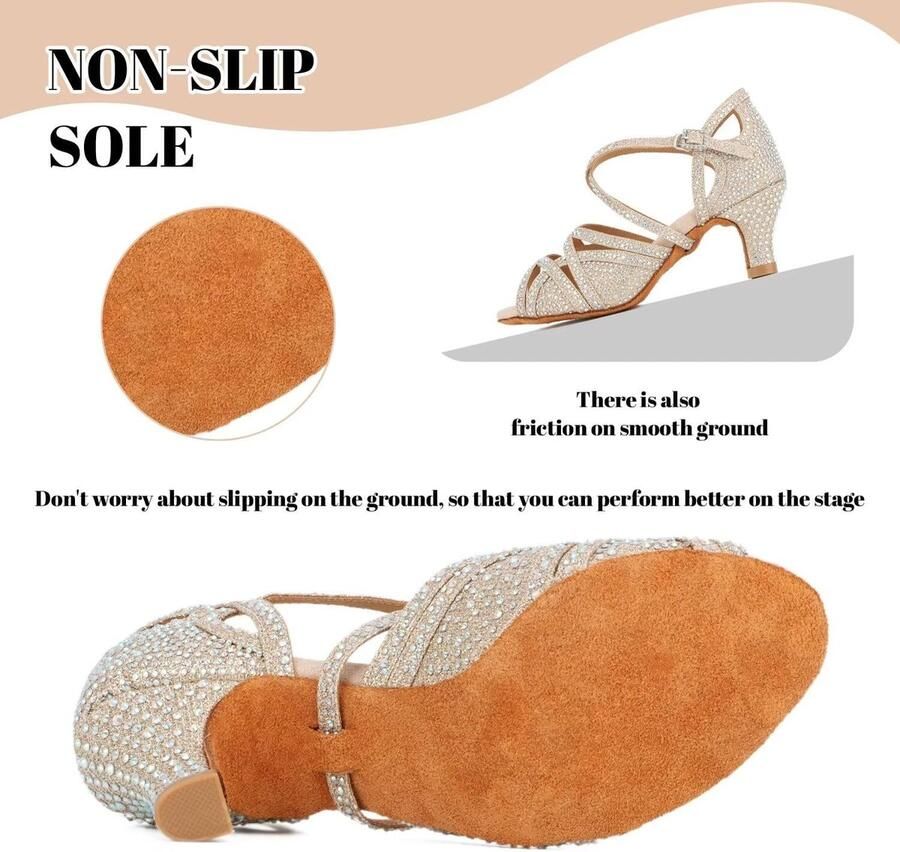 Dansschoenen Sala Latin Salsa Dans hakken Schoenen Peep Toe Cross Strap Schoenen Dames