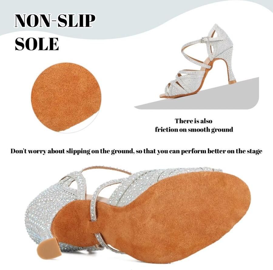 Dansschoenen Sala Latin Salsa Dans hakken Schoenen Peep Toe Cross Strap Schoenen Dames