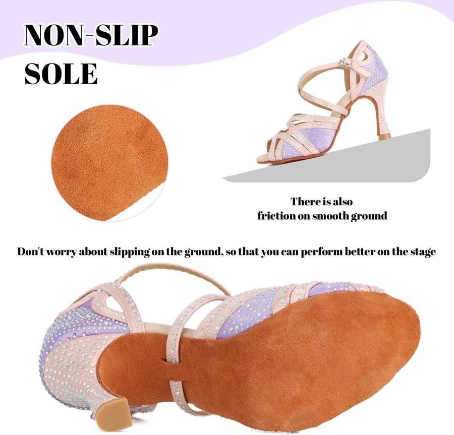 Dansschoenen Sala Latin Salsa Dans hakken Schoenen Peep Toe Cross Strap Schoenen Dames
