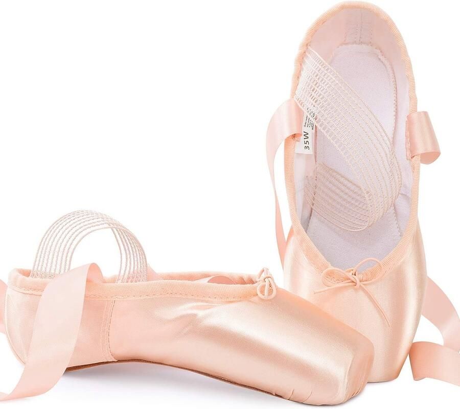 Dansschoenen spitzen balletschoenen inclusief teenbeschermers en linten voor dames en meisjes S003 (kies een grotere maat)
