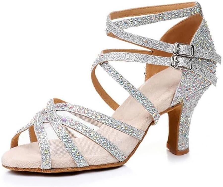 Dansschoenen Steentjes Salsa Dansschoenen voor Vrouwen Meisje Zachte Zolen Dansschoenen Zwart 5 Hak