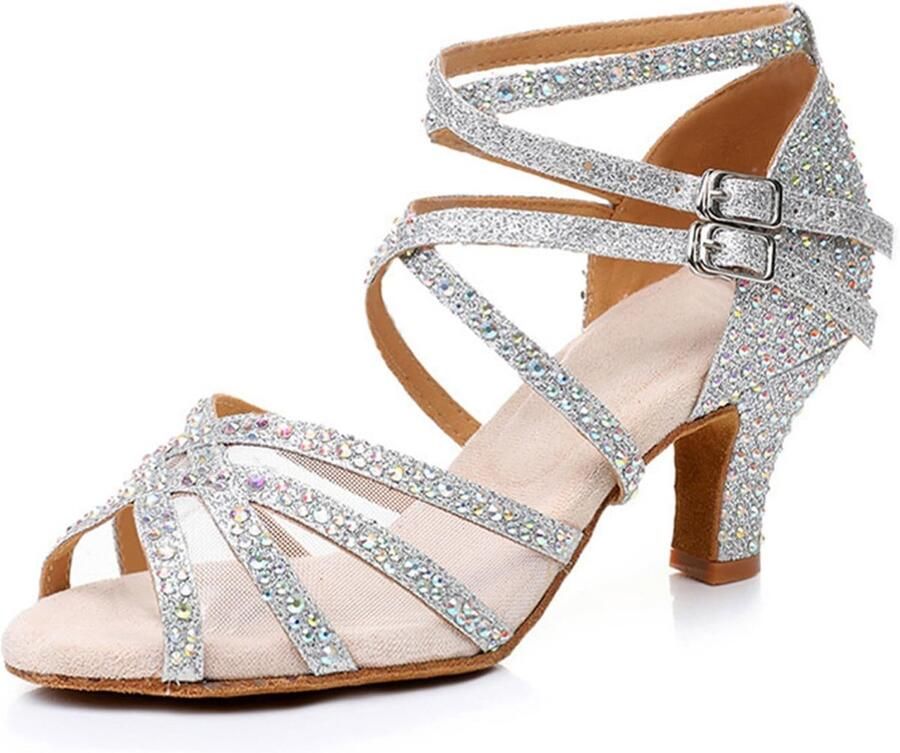 Dansschoenen Steentjes Salsa Dansschoenen voor Vrouwen Meisje Zachte Zolen Dansschoenen Zwart 5 Hak