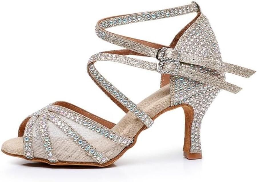 Dansschoenen Steentjes Salsa Dansschoenen voor Vrouwen Meisje Zachte Zolen Dansschoenen Zwart 5 Hak