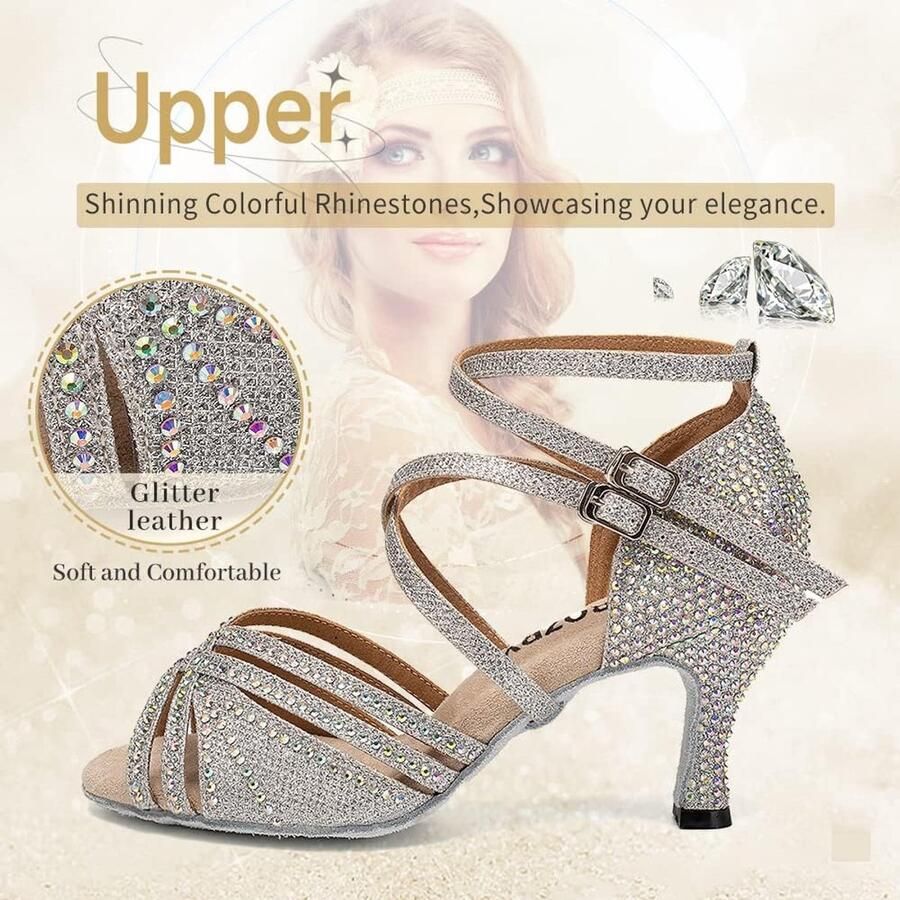 Dansschoenen Strass Open Teen Performance Salsa Bachata Ballroom Dansschoenen Model Y D27 - Foto 1