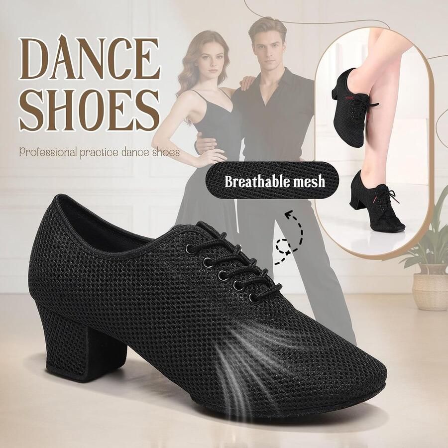 Dansschoenen Veters Omhoog Lage Hak Latijnse Salsa Praktijk