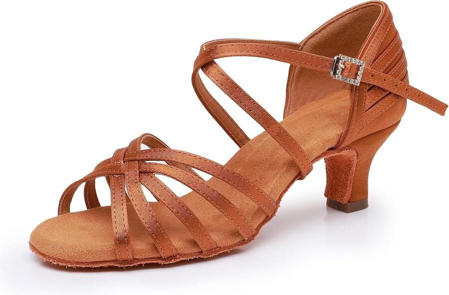 Dansschoenen voor dames Bruin leer Professionele ballroom Perfect voor salsa ShopVlot