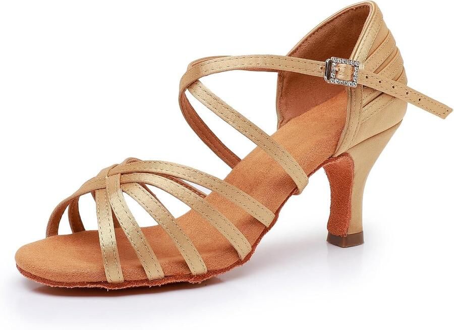Dansschoenen voor dames Beige Professionele ballroom en salsa Ideaal voor feesten ShopVlot