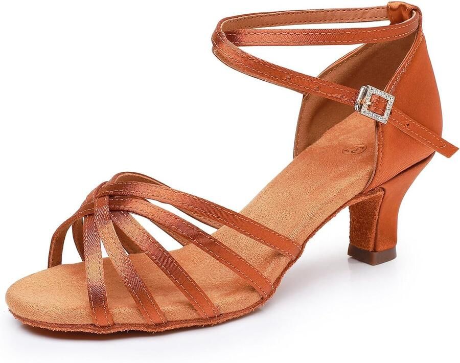 Dansschoenen voor dames bruin leer professioneel perfect voor tango en salsa ShopVlot
